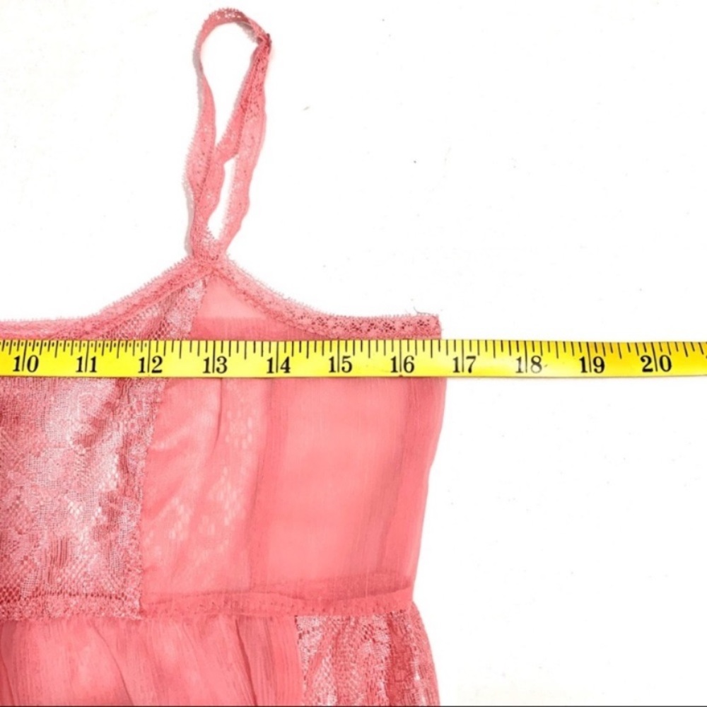 Free People Intimately tiered chiffon and lace pink babydoll slip dress- XS - Picture 7 of 11